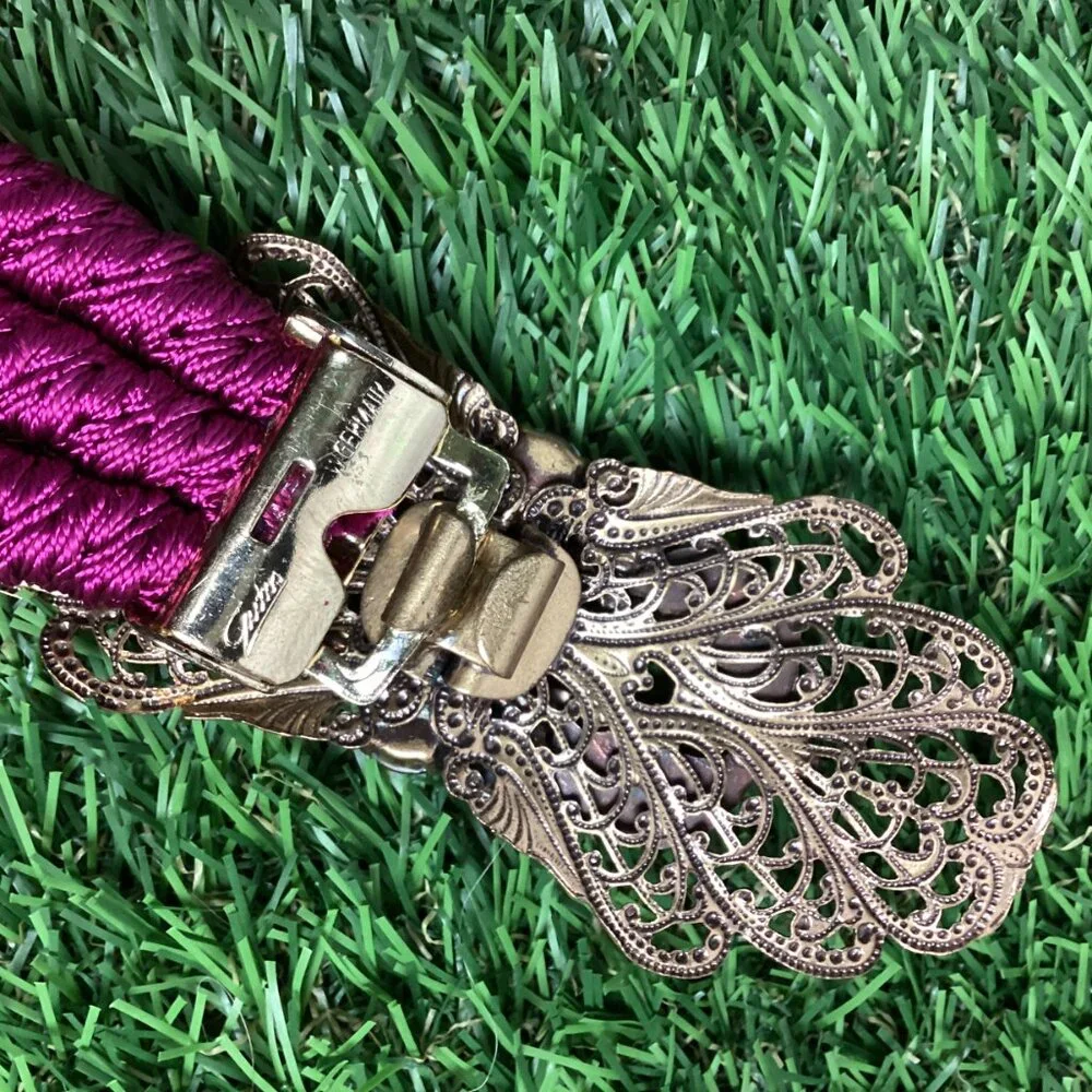 Vintage Gutos West Germany Purple Braided Rope & Rhinestone Belt S/M